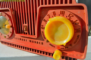 SOLD! - Oct 28, 2016 - ROSE PINK Retro Jetsons 1954 Stewart Warner Model 9187-J Tube AM Clock Radio Sounds Great! - [product_type} - Admiral - Retro Radio Farm