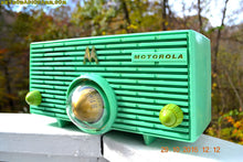 Load image into Gallery viewer, SOLD! - Dec 9, 2017 - SEA GREEN Mid Century Retro Jetsons 1957 Motorola 56H Turbine Tube AM Radio Works Amazing! - [product_type} - Motorola - Retro Radio Farm