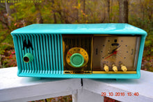 Charger l&#39;image dans la galerie, SOLD! - Dec 13, 2016 - VIVID Turquoise Retro Jetsons 1957 Motorola 57CC Tube AM Clock Radio Totally Restored! - [product_type} - Motorola - Retro Radio Farm