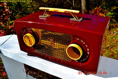 SOLD! - Nov 28, 2016 - MAROON Mid Century Retro Jetsons Vintage 1955 Zenith Model R511-R AM Tube Radio Excellent Condition! - [product_type} - Zenith - Retro Radio Farm