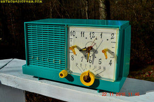 SOLD! - Nov 14, 2017 - REAL TEAL DEAL Mid-Century Retro Vintage 1959 Philco Model F-752-124 AM Tube Clock Radio Totally Restored! - [product_type} - Philco - Retro Radio Farm