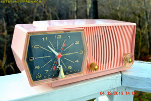 SOLD! - Dec. 8, 2016 - PRINCESS PINK Mid Century Retro RCA Victor C-51F Clock Radio 1959 Tube AM Clock Radio Sounds Great!