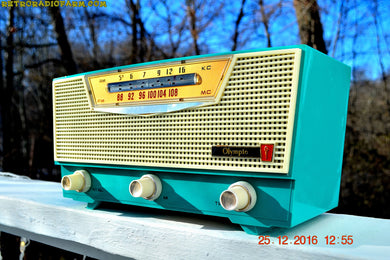SOLD! - Mar 30, 2017 - AQUAMARINE AM/FM Retro Vintage Mid Century Olympic Model FM-15 Tube Radio Rare, Functional and Near Mint Condition!