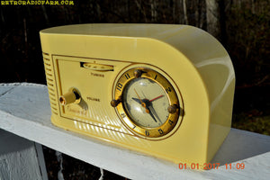 SOLD! - Jan 29, 2017 - IVORY and GOLD Golden Age Art Deco 1948 Continental Model 1600 AM Tube Clock Radio Totally Restored! - [product_type} - Continental - Retro Radio Farm
