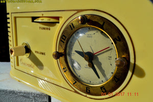 SOLD! - Jan 29, 2017 - IVORY and GOLD Golden Age Art Deco 1948 Continental Model 1600 AM Tube Clock Radio Totally Restored! - [product_type} - Continental - Retro Radio Farm
