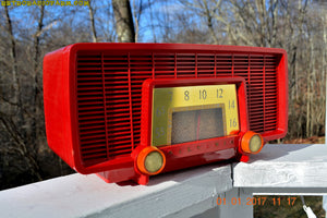 SOLD! - Jan 8, 2017 - CARDINAL RED Retro Space Age 1955 Sylvania Model 518 Tube AM Radio Excellent Condition! - [product_type} - Sylvania - Retro Radio Farm