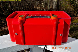 SOLD! - Jan 8, 2017 - CARDINAL RED Retro Space Age 1955 Sylvania Model 518 Tube AM Radio Excellent Condition! - [product_type} - Sylvania - Retro Radio Farm