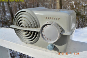 SOLD! - Nov 16, 2017 - BATTLESHIP GREY Art Deco Vintage Retro Industrial Age 1951 Crosley Model 11-115U Bakelite Tube Radio Works Like A Charm! - [product_type} - Crosley - Retro Radio Farm