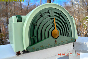 SOLD! - Nov 3, 2017 - GREEN BANDSHELL Mid Century Retro Vintage Antique 1954 Emerson Model 744 Series B Tube AM Radio Looks Great! - [product_type} - Emerson - Retro Radio Farm