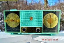 Load image into Gallery viewer, SOLD! - Dec 1, 2017 - STUNNING AQUA BLUE Mid Century Retro Jetsons 1957 Magnavox C5 Tube AM Clock Radio Works Great! - [product_type} - Magnavox - Retro Radio Farm