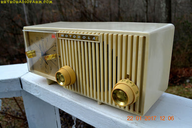 SOLD! - Aug 21, 2018 - IVORY Mid Century Retro Vintage Antique Motorola 1957 Model 57CF1 Clock Radio Tube AM Clock Radio Near Mint!