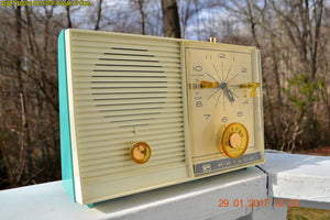 SOLD! - Apr 14, 2108 - TURQUOISE BEAUTY Mid-Century Retro Vintage 1959 Philco Model K-782-124 AM Tube Clock Radio Totally Restored! - [product_type} - Philco - Retro Radio Farm