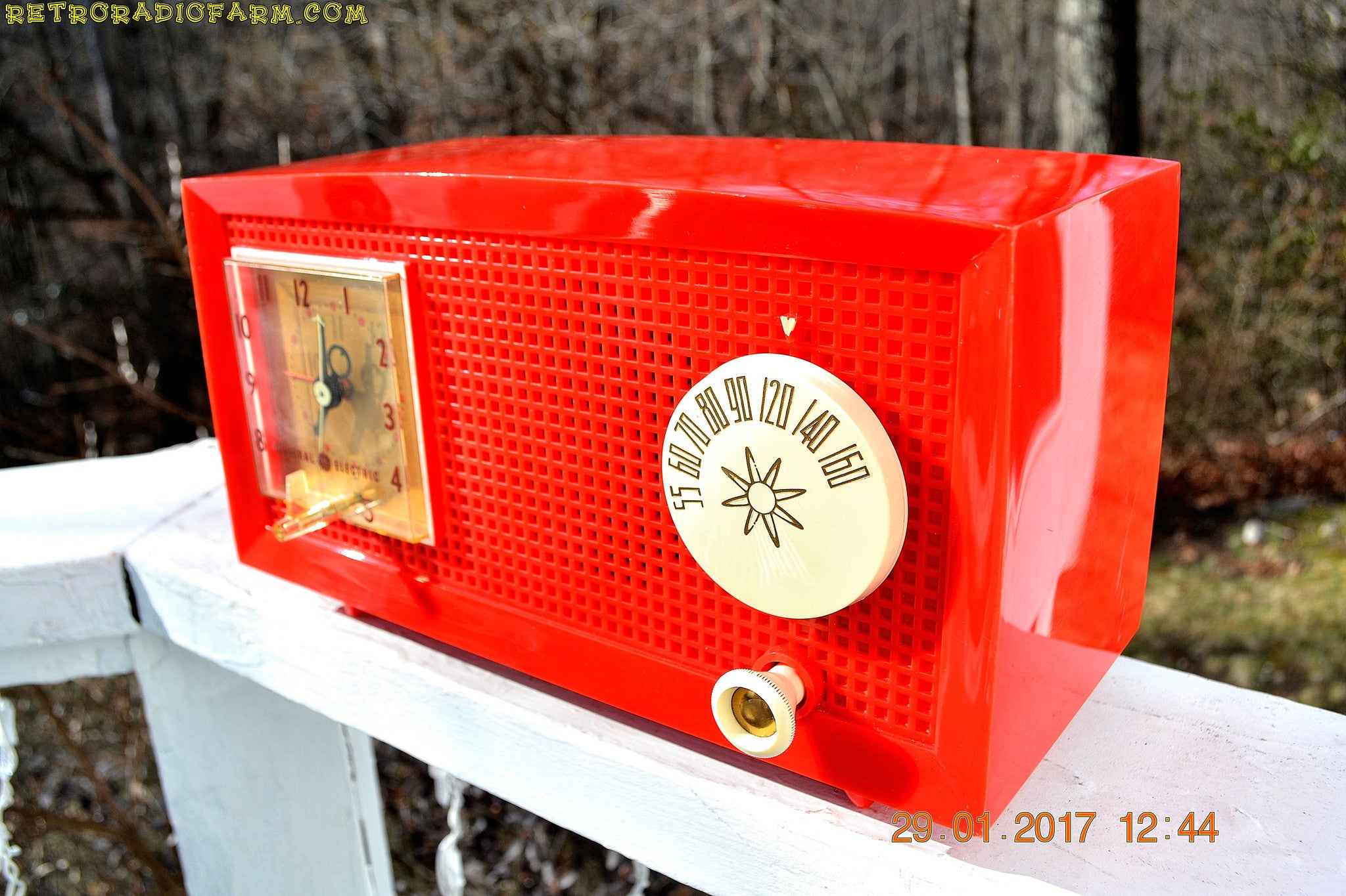 SOLD! - Feb 17, 2017 - RED HOT RED Mid Century Retro Vintage 1954 General Electric Model 556 AM Tube Radio Absolutely Pristine! - [product_type} - General Electric - Retro Radio Farm