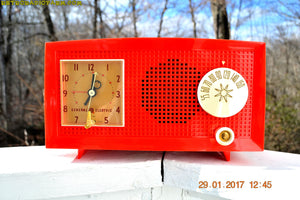 SOLD! - Feb 17, 2017 - RED HOT RED Mid Century Retro Vintage 1954 General Electric Model 556 AM Tube Radio Absolutely Pristine! - [product_type} - General Electric - Retro Radio Farm