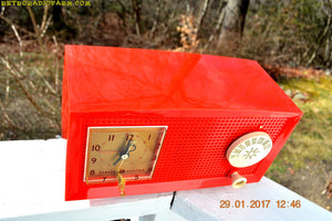 SOLD! - Feb 17, 2017 - RED HOT RED Mid Century Retro Vintage 1954 General Electric Model 556 AM Tube Radio Absolutely Pristine! - [product_type} - General Electric - Retro Radio Farm