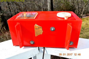 SOLD! - Feb 17, 2017 - RED HOT RED Mid Century Retro Vintage 1954 General Electric Model 556 AM Tube Radio Absolutely Pristine! - [product_type} - General Electric - Retro Radio Farm