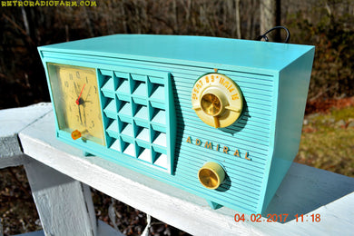 SOLD! - Feb 8, 2017 - BLUETOOTH MP3 READY - Pistachio Green Antique Mid Century Vintage 1955 Admiral 251 AM Tube Radio Totally Restored!