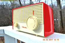 Load image into Gallery viewer, SOLD! - Apr 18, 2017 - RED And White Mid Century Antique Retro 1959 Silvertone Model 1003 AM Tube Radio Works Great! - [product_type} - Silvertone - Retro Radio Farm
