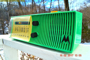 SOLD! - Feb 11, 2019 - Sea Green Mid Century Retro Jetsons 1957 Motorola 57H Tube AM Radio Excellent Condition! - [product_type} - Motorola - Retro Radio Farm