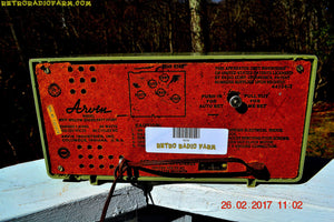 SOLD! - Sept 15, 2017 - OLIVE GREEN Vintage Antique Mid Century 1955 Arvin Model 5571 Tube AM Clock Radio Excellent Condition! - [product_type} - Arvin - Retro Radio Farm