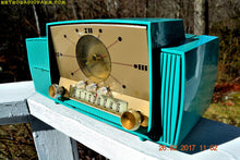 Load image into Gallery viewer, SOLD! - April 17, 2017 - TURQUOISE Mid Century Jetsons 1957 General Electric Model 914 Tube AM Clock Radio Sweet! - [product_type} - General Electric - Retro Radio Farm