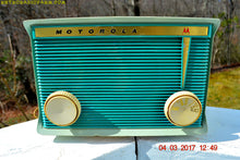 Charger l&#39;image dans la galerie, SOLD! - Mar 31, 2017 - BLUETOOTH MP3 READY - Teal and Light Green Retro Jetsons 1959 Motorola Model A16G-29 Tube AM Clock Radio Totally Restored! - [product_type} - Motorola - Retro Radio Farm