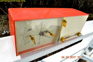 SOLD! - March 5, 2017 - SALMON Pink Retro Jetsons Vintage 1957 Westinghouse H-645T6 AM Tube Radio Works! - [product_type} - Westinghouse - Retro Radio Farm