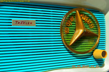 Load image into Gallery viewer, SOLD! - June 5, 2017 - SO JETSONS LOOKING Retro Vintage Turquoise and White 1959 Travler Model T-204 AM Tube Radio Near Mint! - [product_type} - Travler - Retro Radio Farm