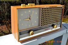Load image into Gallery viewer, SOLD! - July 28, 2018 - BUFF PINK Retro Space Age 1957 Sylvania Model 1322 Tube AM Clock Radio Sounds Great! - [product_type} - Sylvania - Retro Radio Farm