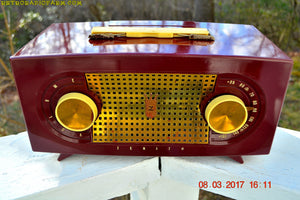 SOLD! - Mar 16, 2017 - MAROON Mid Century Retro Jetsons Vintage 1955 Zenith Model R511-R AM Tube Radio Excellent Condition! - [product_type} - Zenith - Retro Radio Farm