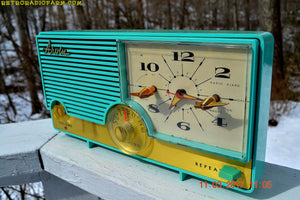 SOLD! - Mar 23, 2017 - AQUAMARINE Mid Century Retro Vintage 1959 Arvin Model 5583 AM Tube Clock Radio Rare!