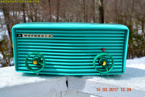 SOLD! - June 17, 2019 - Beautiful Turquoise 1957 Motorola 57R Tube AM Antique Radio New Old Stock Cabinet! - [product_type} - Retro Radio Farm - Retro Radio Farm
