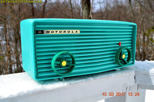 SOLD! - June 17, 2019 - Beautiful Turquoise 1957 Motorola 57R Tube AM Antique Radio New Old Stock Cabinet! - [product_type} - Retro Radio Farm - Retro Radio Farm