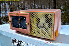 Charger l&#39;image dans la galerie, SOLD! - Dec 9, 2017 - FIFTH AVENUE PINK Mid Century Retro Jetsons 1957 Bulova Model 120 Tube AM Clock Radio Excellent Condition! - [product_type} - Bulova - Retro Radio Farm