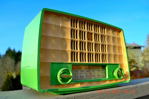 SOLD! - June 21, 2014 - CHARTREUSE GREEN Very Rare Vintage 1954 Philips P143-3 Tube AM Radio Works!