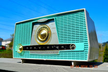 Charger l&#39;image dans la galerie, SOLD! - July 11, 2014 - AQUA AND WHITE Atomic Age Vintage 1959 RCA Victor Model X-4HE Tube AM Radio WORKS! - [product_type} - RCA Victor - Retro Radio Farm
