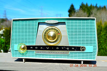 Charger l&#39;image dans la galerie, SOLD! - July 11, 2014 - AQUA AND WHITE Atomic Age Vintage 1959 RCA Victor Model X-4HE Tube AM Radio WORKS! - [product_type} - RCA Victor - Retro Radio Farm