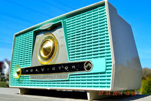 Load image into Gallery viewer, SOLD! - July 11, 2014 - AQUA AND WHITE Atomic Age Vintage 1959 RCA Victor Model X-4HE Tube AM Radio WORKS! - [product_type} - RCA Victor - Retro Radio Farm