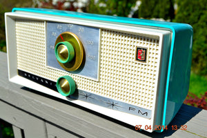 SOLD! - April 22, 2014 - SEAFOAM GREEN Atomic Age Vintage 1959 Sylvania Z6F17 Tube FM Radio WORKS! - [product_type} - Sylvania - Retro Radio Farm