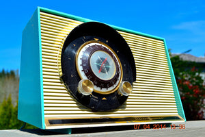SOLD! - July 19, 2014 - AQUA Atomic Age Vintage 1957 General Electric 862 Tube AM Radio WORKS! - [product_type} - General Electric - Retro Radio Farm