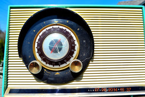 SOLD! - July 19, 2014 - AQUA Atomic Age Vintage 1957 General Electric 862 Tube AM Radio WORKS! - [product_type} - General Electric - Retro Radio Farm