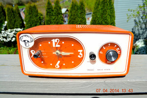 SOLD! - June 22, 2014 - TANGERINE ORANGE Modern Jet Age Eames 1960-70's Sears AM Clock Radio Alarm Works! - [product_type} - Sears - Retro Radio Farm
