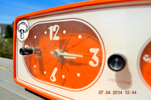 SOLD! - June 22, 2014 - TANGERINE ORANGE Modern Jet Age Eames 1960-70's Sears AM Clock Radio Alarm Works! - [product_type} - Sears - Retro Radio Farm
