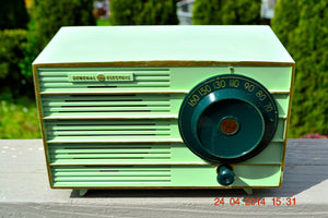SOLD! - July 11, 2014 - PISTACHIO GREEN Retro Vintage 1957 General Electric 457S AM Tube Radio WORKS! - [product_type} - General Electric - Retro Radio Farm