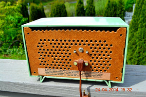 SOLD! - July 11, 2014 - PISTACHIO GREEN Retro Vintage 1957 General Electric 457S AM Tube Radio WORKS! - [product_type} - General Electric - Retro Radio Farm