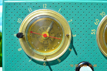 Load image into Gallery viewer, SOLD! - August 29, 2014 - BEAUTIFUL Turquoise Retro Jetsons 1956 General Electric 566 Tube AM Clock Radio - [product_type} - General Electric - Retro Radio Farm
