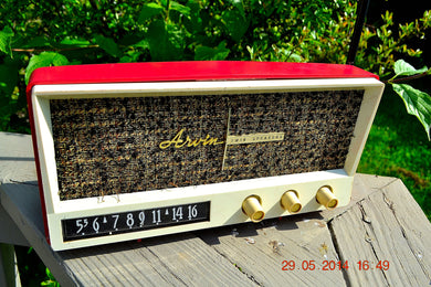SOLD! - May 29, 2014 - BEAUTIFUL CORAL PINK Retro Vintage 1959 Arvin 2585 Tube AM Radio WORKS!