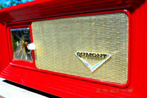SOLD! - April 8, 2015 - WILD CHERRY RED Retro Jetsons 1950's Dumont Tube AM Clock Radio Totally Restored! - [product_type} - Dumont - Retro Radio Farm