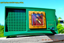 Load image into Gallery viewer, SOLD! - Aug 1, 2014 - WILD LOOKING KELLY GREEN Retro Jetsons 1955 Trav-Ler 55C42 Tube AM Clock Radio WORKS! - [product_type} - Admiral - Retro Radio Farm