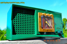 Load image into Gallery viewer, SOLD! - Aug 1, 2014 - WILD LOOKING KELLY GREEN Retro Jetsons 1955 Trav-Ler 55C42 Tube AM Clock Radio WORKS! - [product_type} - Admiral - Retro Radio Farm